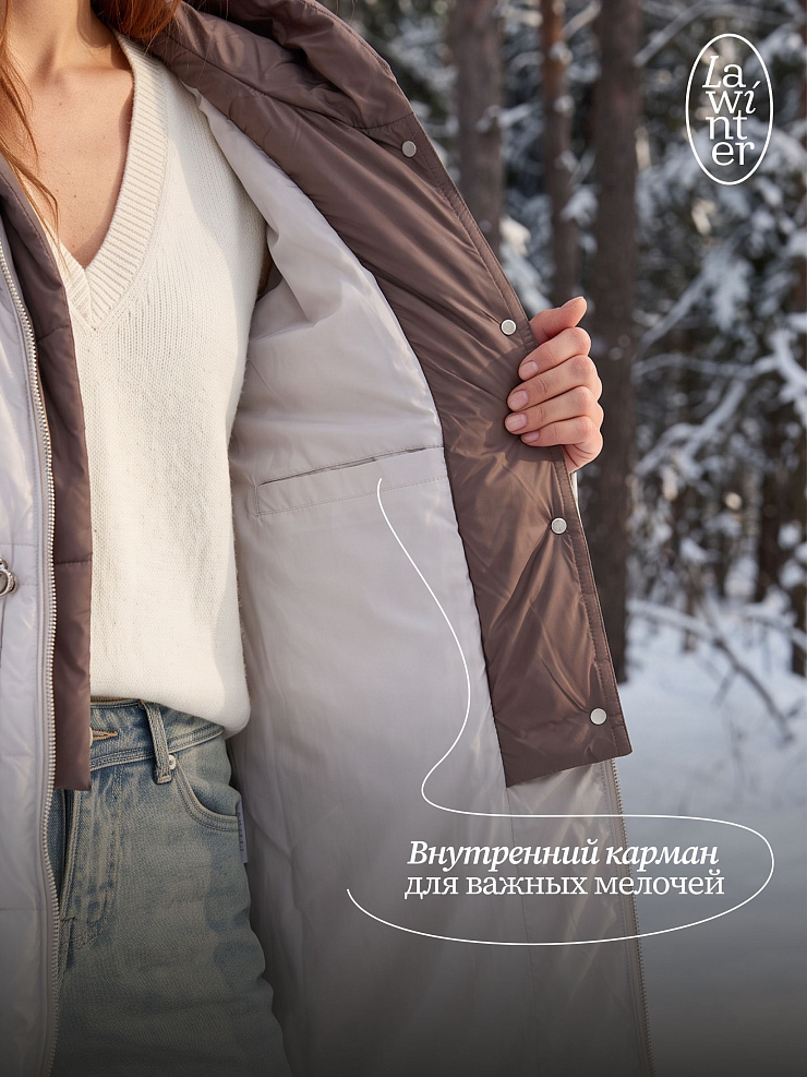Куртка женская зимняя LAWINTER, светло-серая, модель 86675