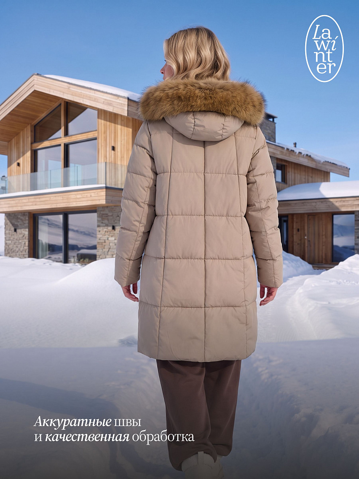 Пуховик женский зимний LAWINTER, светлая олива, модель 86389