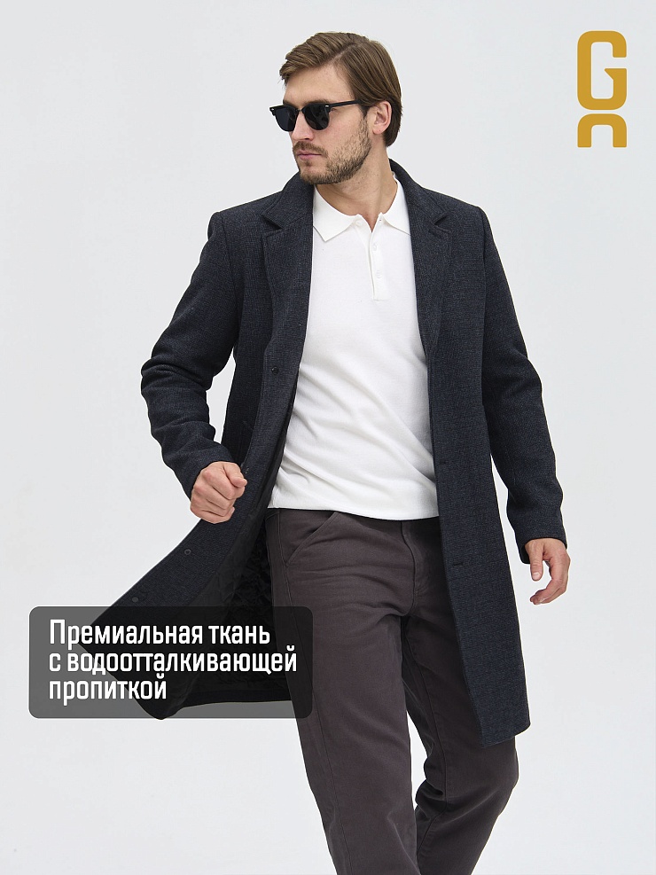 Пальто мужское осеннее GRIZMAN, черно-синее, модель 74579