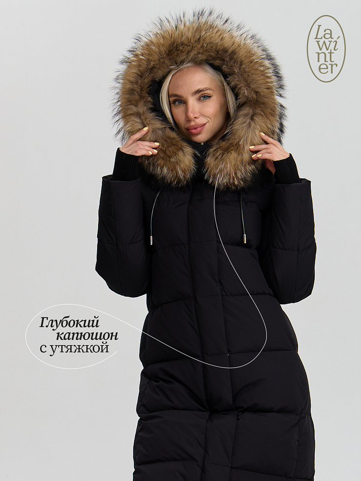 Пуховик женский зимний LAWINTER, черный, модель 83382