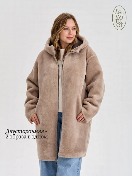 Дубленка женская зимняя LAWINTER, серая, модель 35475