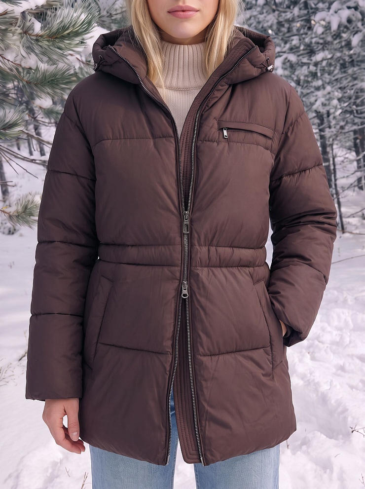 Куртка женская зимняя LAWINTER, коричневая, модель 8696