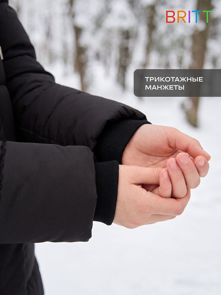 Куртка для девочки зимняя BRITT, черная, модель 66282