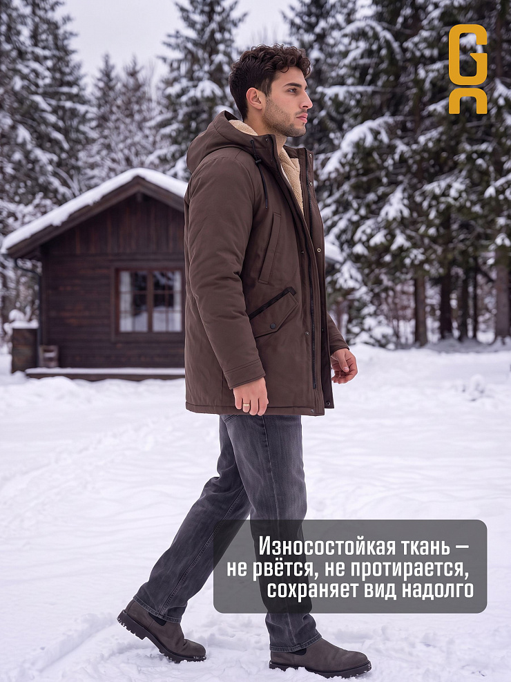 Парка мужская зимняя GRIZMAN, коричневая, модель 75880