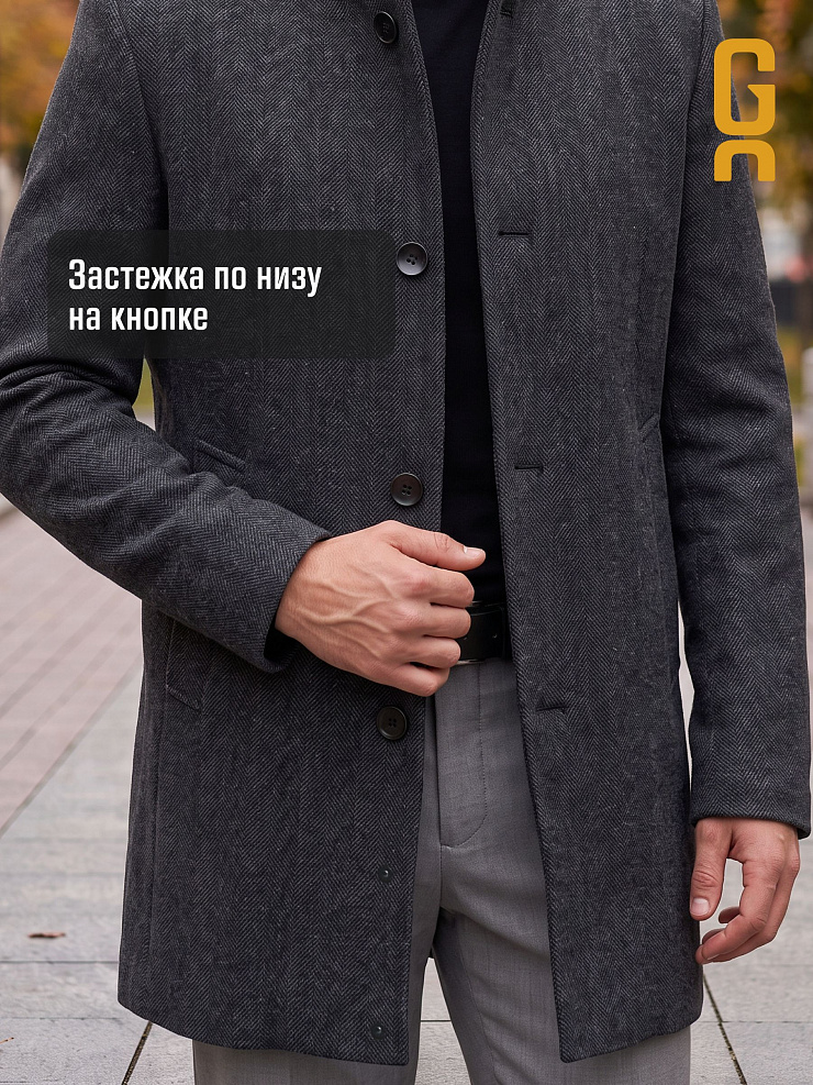 Пальто мужское демисезонное GRIZMAN, черно-серое, модель 75417