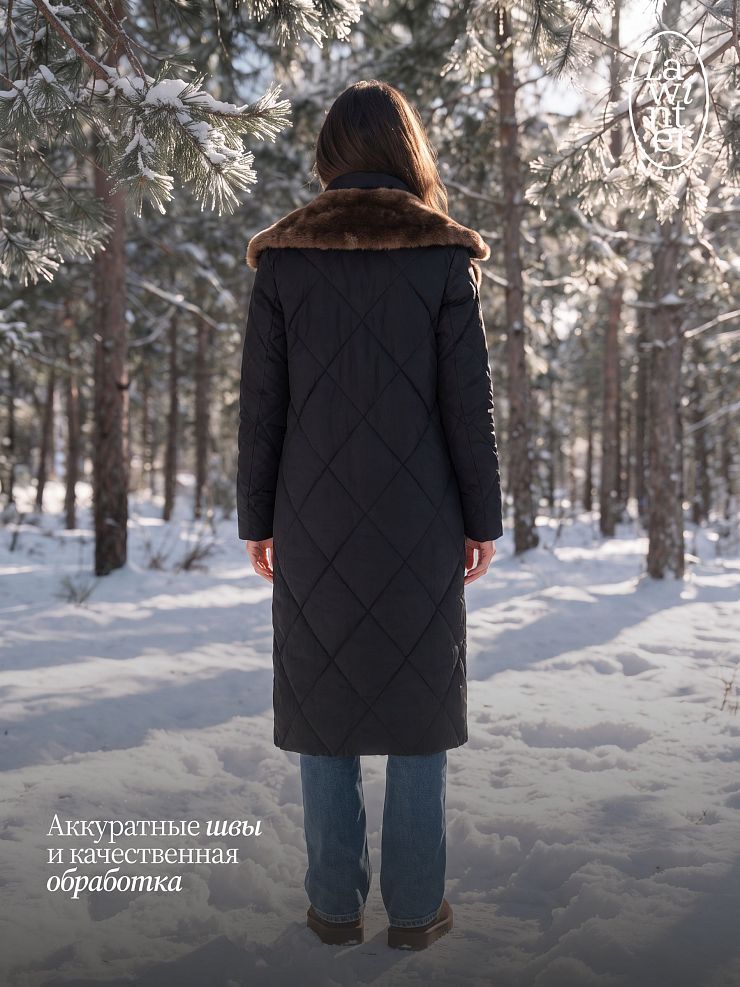 Пуховик женский зимний LAWINTER, черный, модель 86771