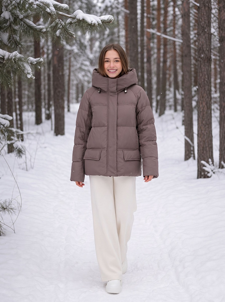 Куртка женская зимняя LAWINTER, коричневая, модель 85221
