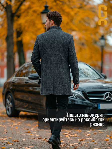 Пальто мужское осеннее GRIZMAN, темно-серое, модель 74704