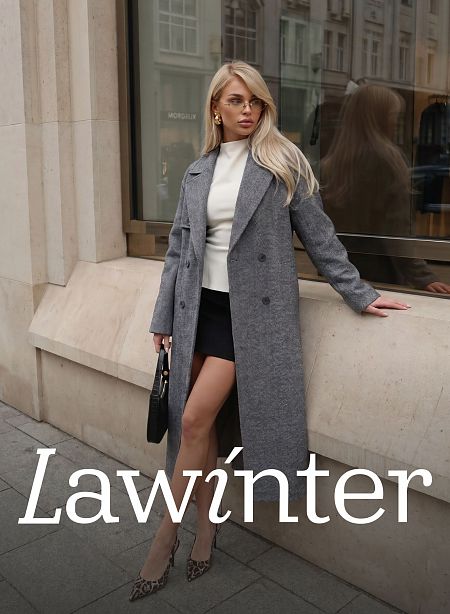 Пальто женское осеннее LAWINTER, темно-серое, модель 84867