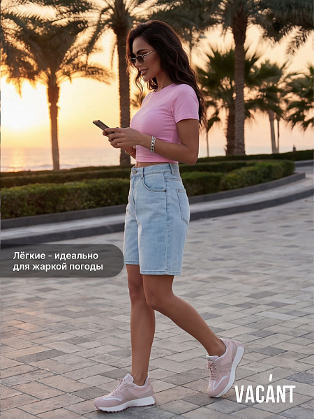 Шорты женские осенние VACANT, светло-голубые, модель 105705
