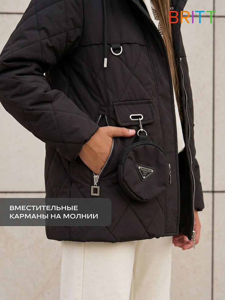 Куртка для девочки демисезонная BRITT, черная, модель 63239