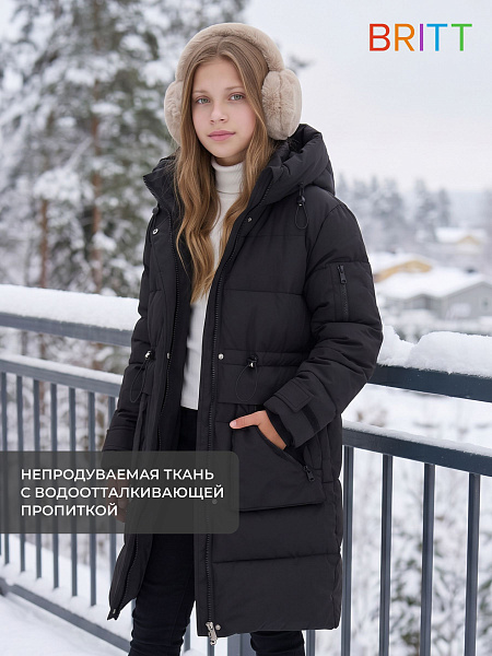 Куртка для девочки зимняя BRITT, черная, модель 65640