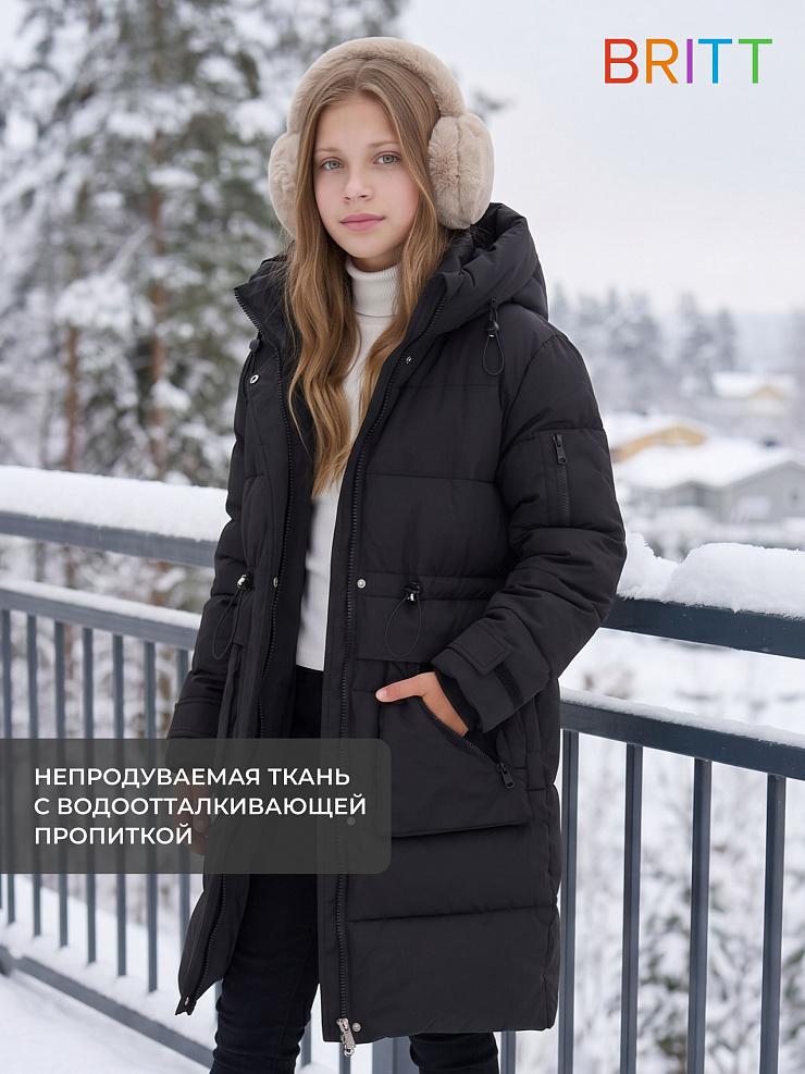 Куртка для девочки зимняя BRITT, черная, модель 65640