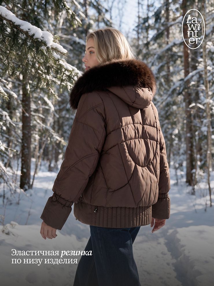 Куртка женская зимняя LAWINTER, коричневая, модель 8677