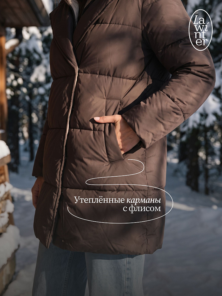 Куртка женская зимняя LAWINTER, коричневая, модель 86838