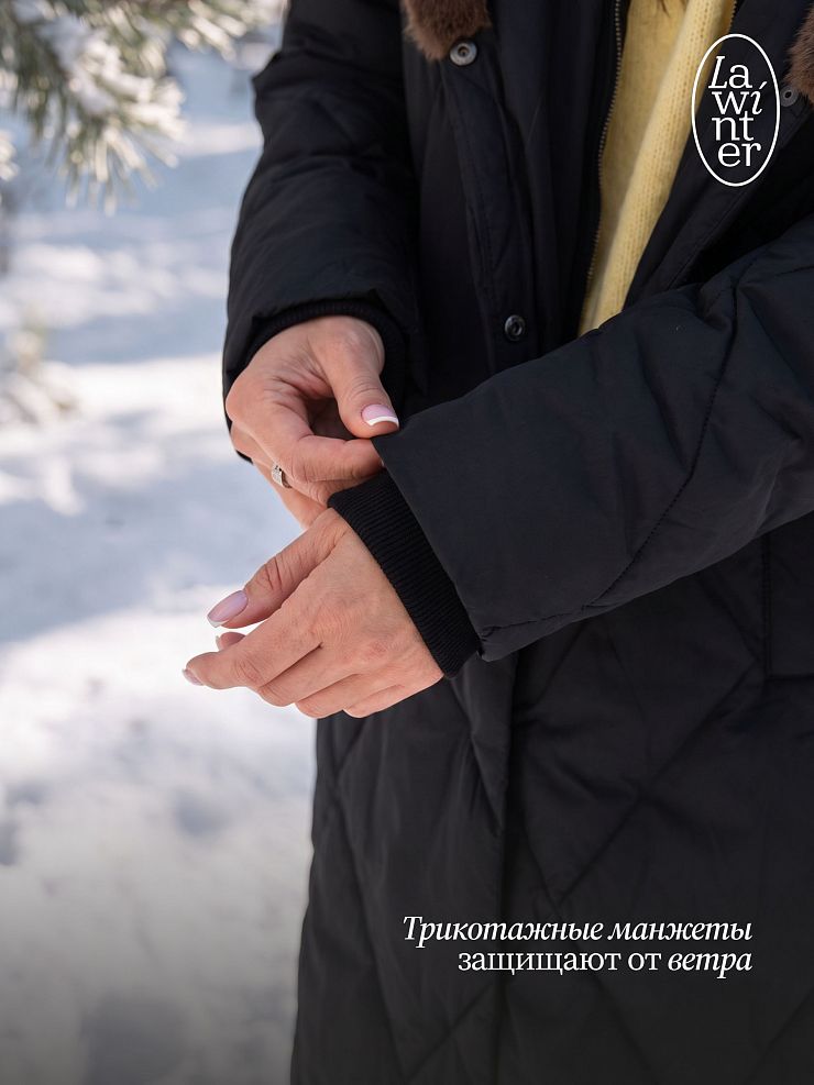 Пуховик женский зимний LAWINTER, черный, модель 86771
