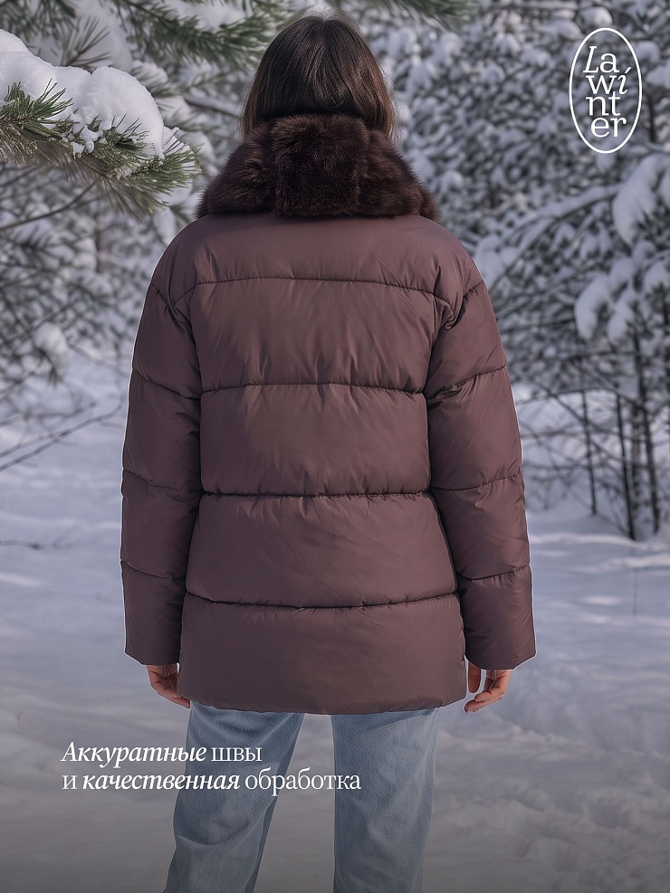 Куртка женская зимняя LAWINTER, коричневая, модель 86385