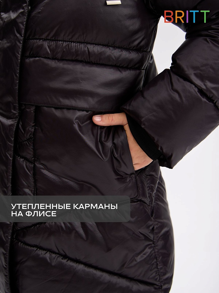 Куртка для девочки зимняя BRITT, черная, модель 65918