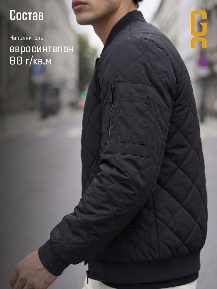 Бомбер мужской демисезонный GRIZMAN, черный, модель 72509