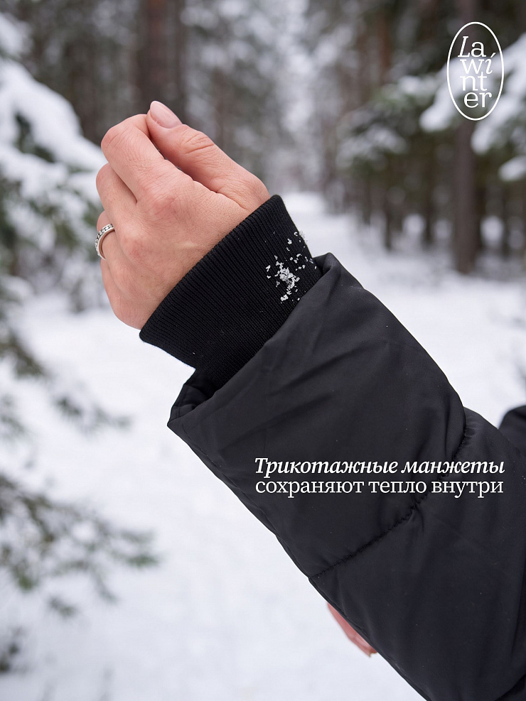 Пуховик женский зимний LAWINTER, черный, модель 86603
