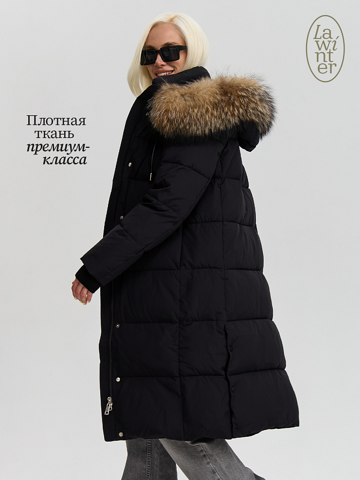 Пуховик женский зимний LAWINTER, черный, модель 83382