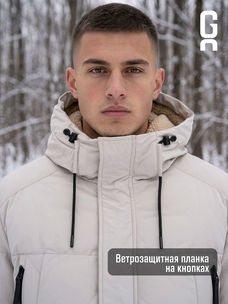Пуховик мужской зимний GRIZMAN, бежевый, модель 75192