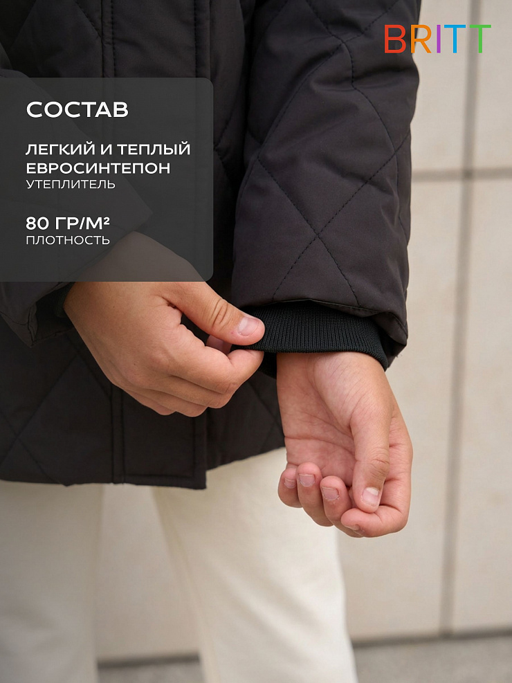 Куртка для девочки демисезонная BRITT, черная, модель 63239
