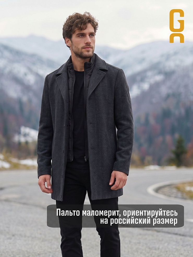 Пальто мужское осеннее GRIZMAN, черно-серое, модель 73931