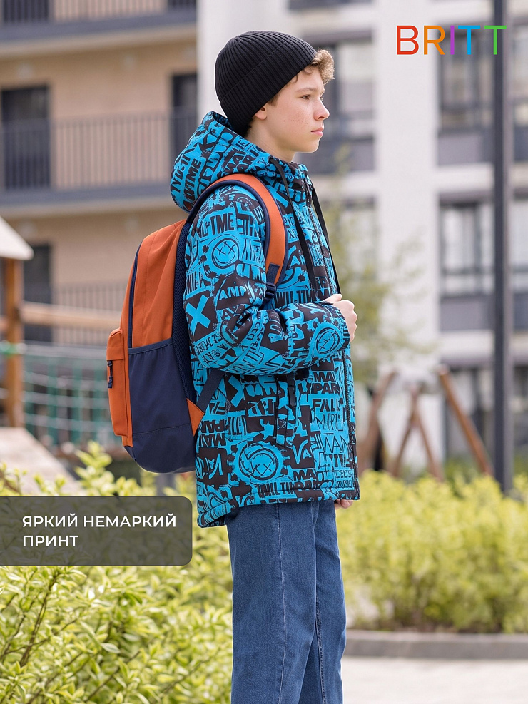 Куртка для мальчика демисезонная BRITT, черно-синяя, модель 63844