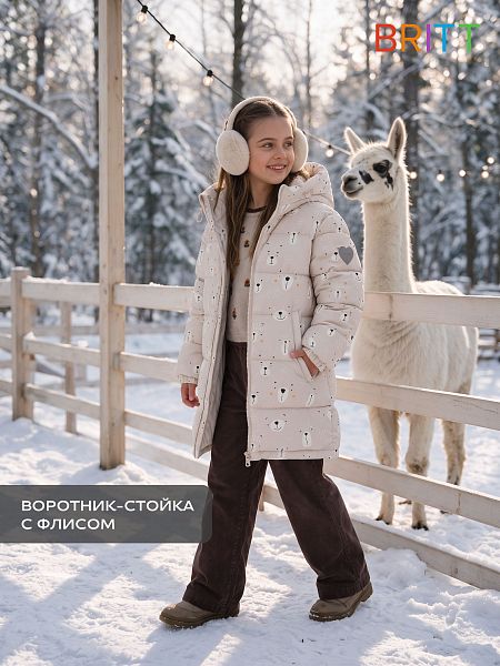 Куртка для девочки зимняя BRITT, бежевая, модель 66501