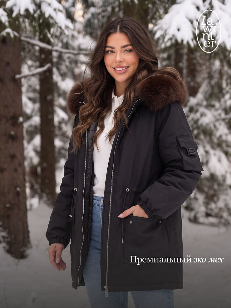 Парка женская зимняя LAWINTER, черная, модель 86849
