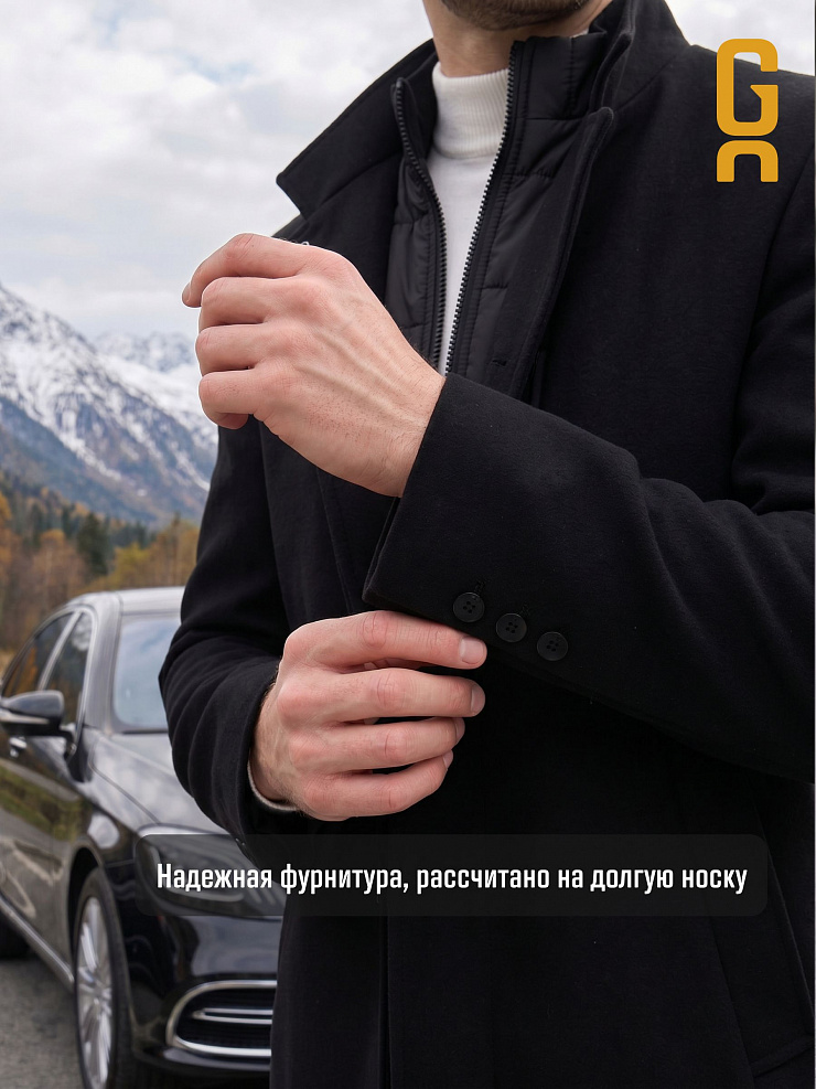 Пальто мужское осеннее GRIZMAN, черное, модель 7430