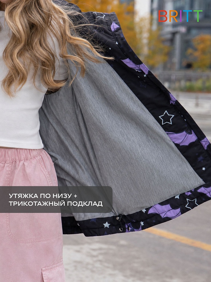 Куртка для девочки демисезонная BRITT, черная, модель 63751