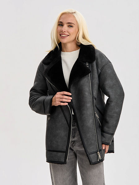 Дубленка LAWINTER  модель 35766, цвет Темно-серый