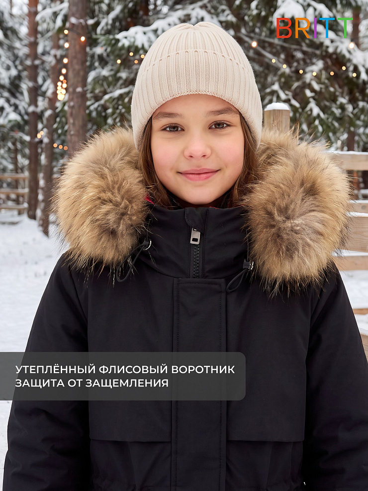 Куртка для девочки зимняя BRITT, черно-розовая, модель 66331
