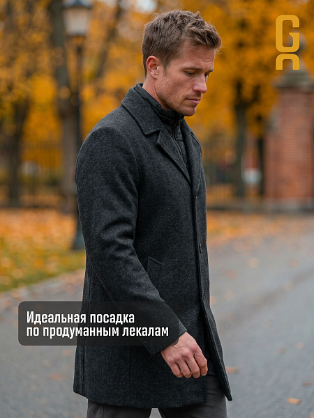 Пальто мужское демисезонное GRIZMAN, черно-серое, модель 7566