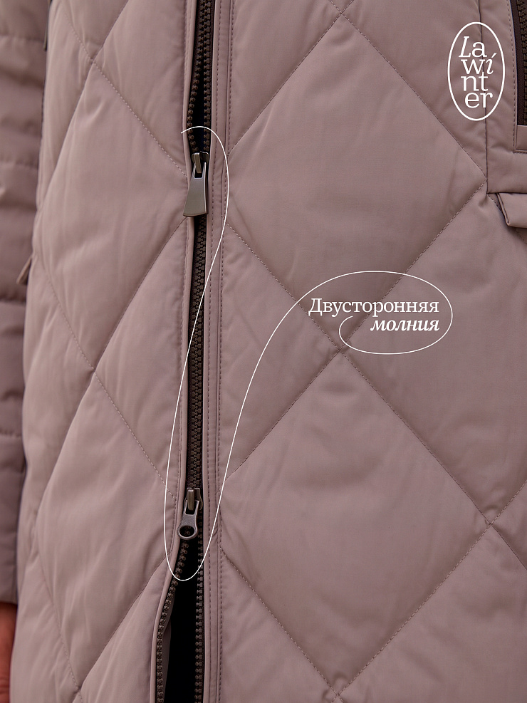 Пальто женское демисезонное LAWINTER, светлый капучино, модель 8418