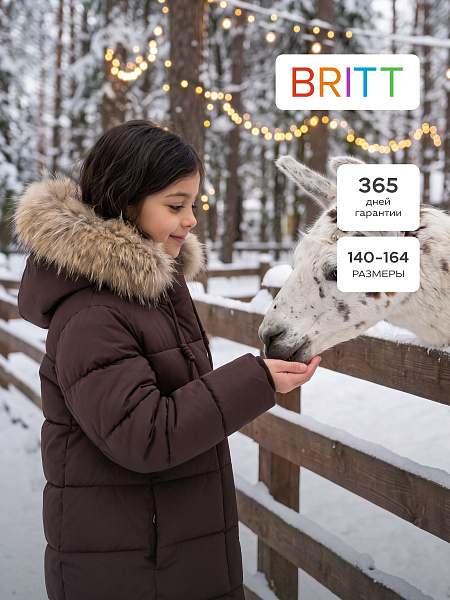 Куртка для девочки зимняя BRITT, коричневая, модель 66282