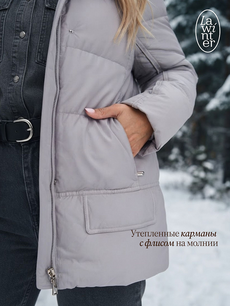 Куртка женская зимняя LAWINTER, серо-голубая, модель 85221
