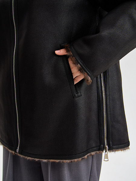 Дубленка LAWINTER  модель 35622, цвет Черный леопард