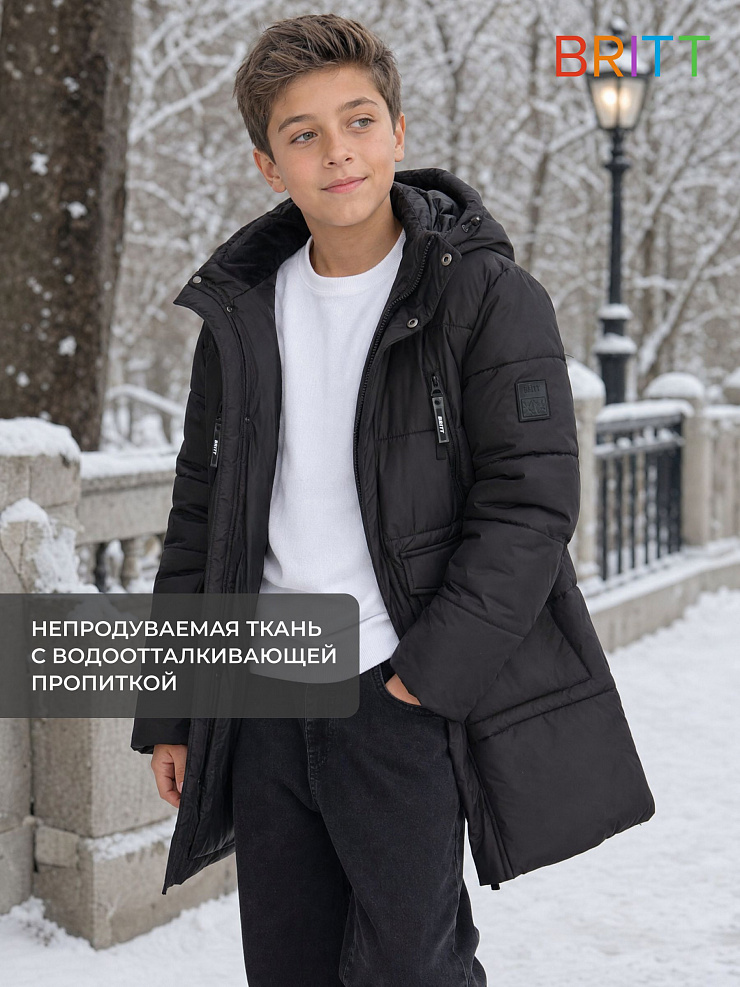 Куртка для мальчика зимняя BRITT, черная, модель 65641