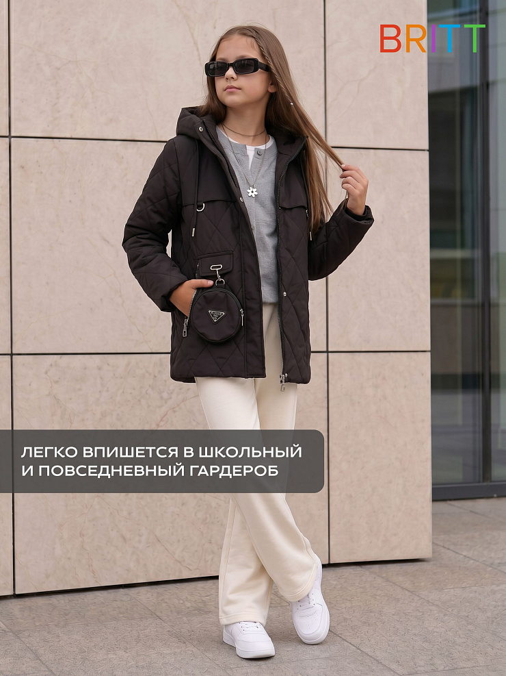 Куртка для девочки демисезонная BRITT, черная, модель 63239