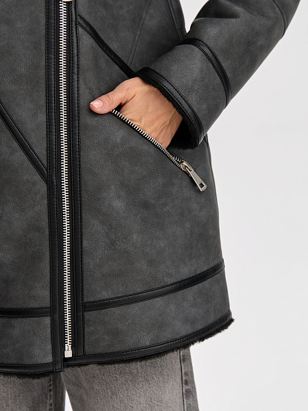 Дубленка LAWINTER  модель 35766, цвет Темно-серый