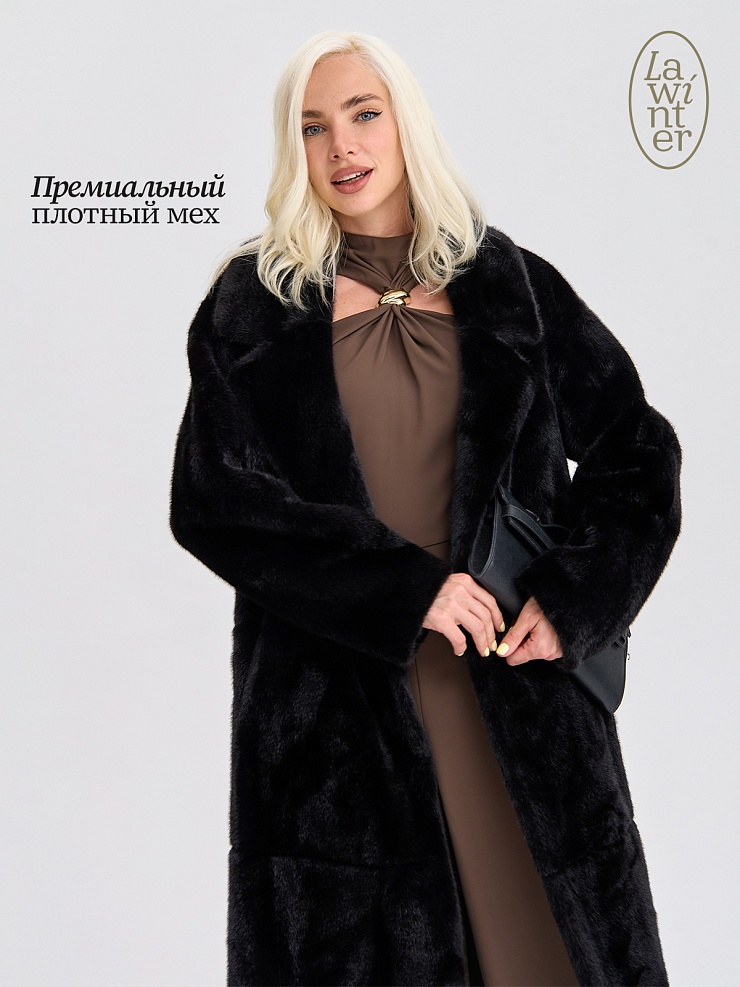 Шуба женская зимняя LAWINTER, черная, модель 53933
