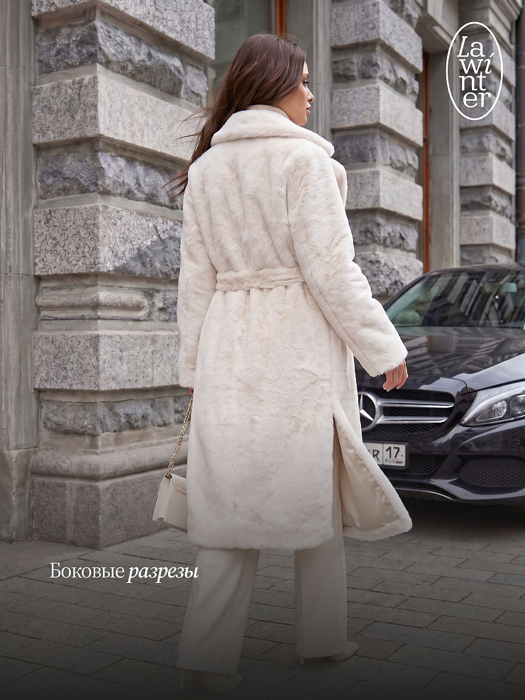 Шуба женская зимняя LAWINTER, молочная, модель 55788