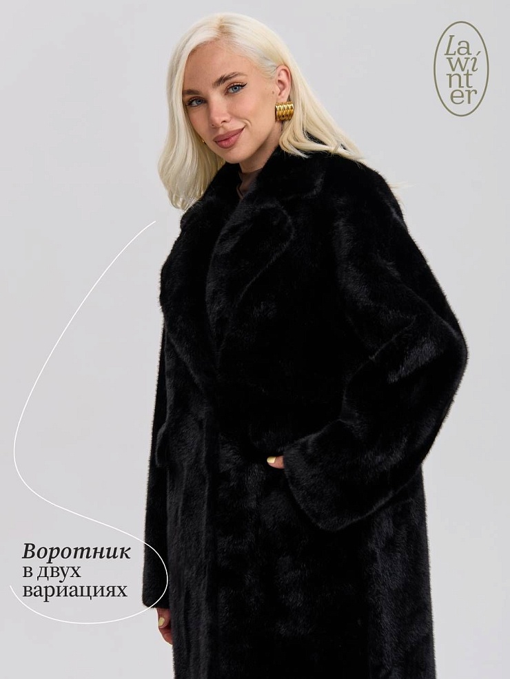 Шуба женская зимняя LAWINTER, черная, модель 53683