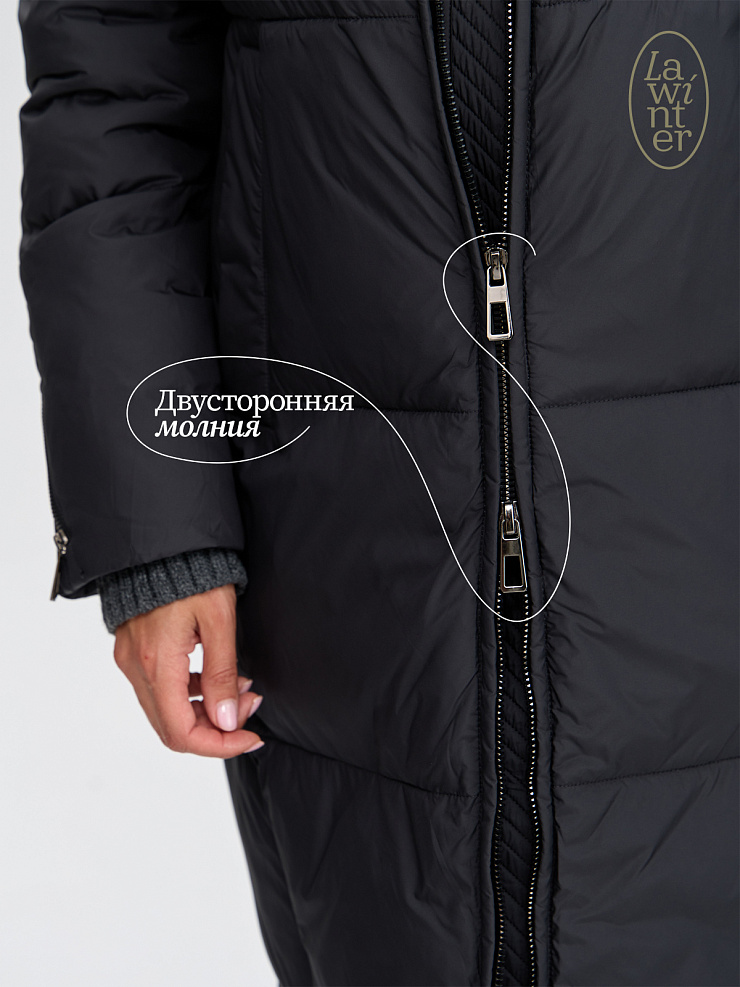Пуховик женский зимний LAWINTER, черный, модель 85789