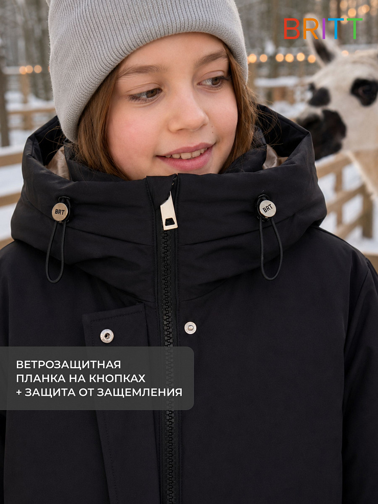Куртка для девочки зимняя BRITT, черно-бежевая, модель 65346