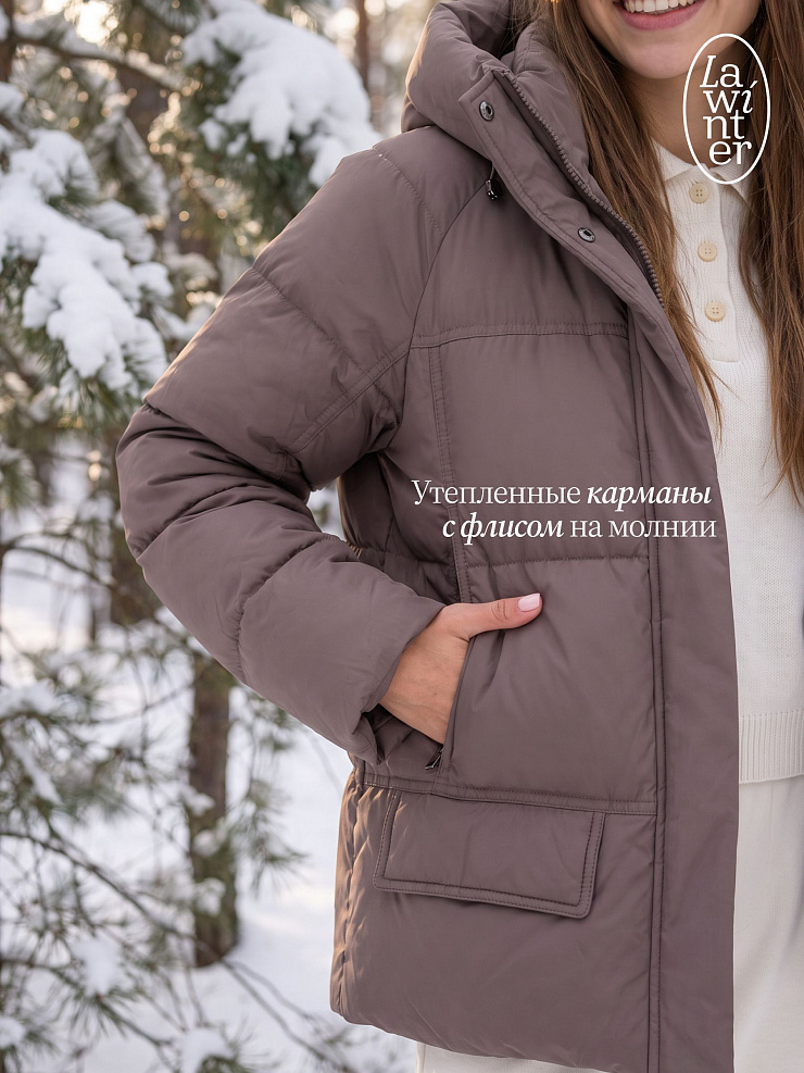 Куртка женская зимняя LAWINTER, коричневая, модель 85221