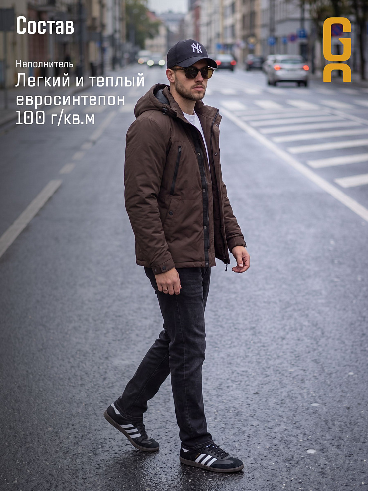 Куртка мужская демисезонная GRIZMAN, коричневая, модель 74786